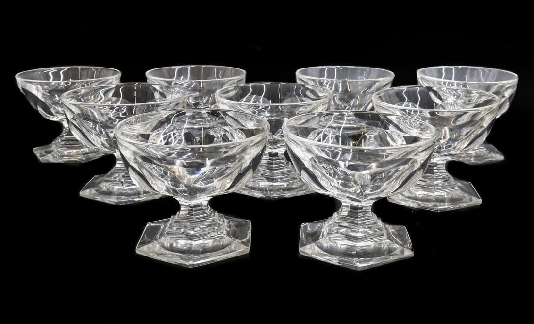 9 Baccarat France Cut Glass Compote Cocktail Goblets in Harcourt Tallyrand (1 of 5)