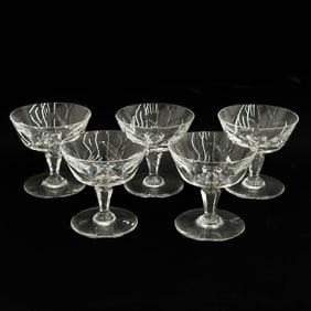 5 Baccarat France Cut Glass Champagne / Tall Sherbert Glasses in Chartes
