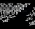 7 Steuben Glass Fluted Champagne Goblets in 7924 Signed Controlled Bubble Stem
