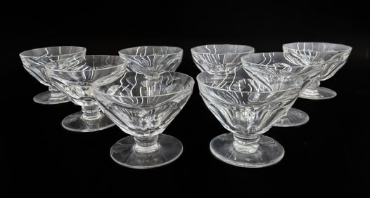 8 Baccarat France Cut Glass Compote Cocktail Goblets in Tallyrand Signed