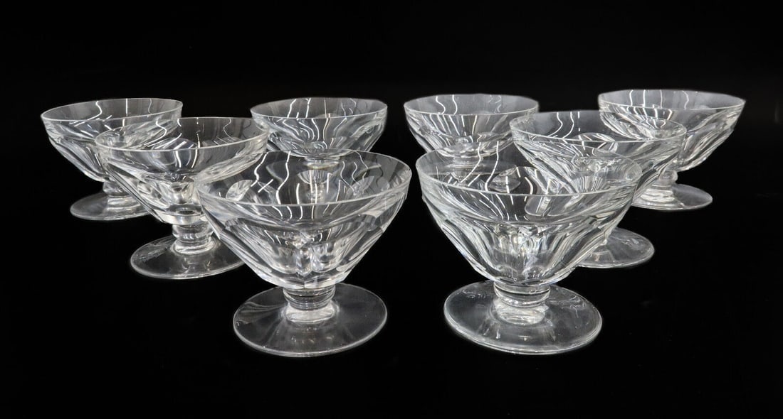 8 Baccarat France Cut Glass Compote Cocktail Goblets in Tallyrand Signed (1 of 5)