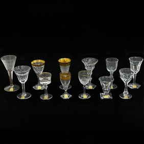 12 Moser Czech Cut Crystal Liqueur Glasses Presentation Case