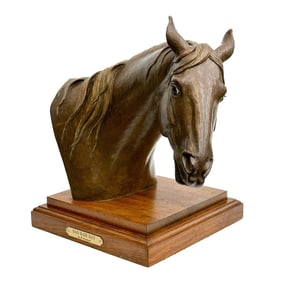 Marilyn Newmark Patinated Bronze Horse Head Sculpture Bad Hair Day Signed