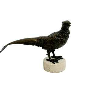 Continental Patinated Bronze Pheasant Bird Sculpture circa 1930