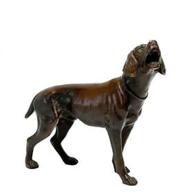 Patinated Bronze Figure of a Dog Barking early 20th century