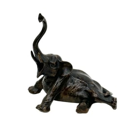 Juzan Japanese Bronze Okimono Sculpture Elephant Meiji period