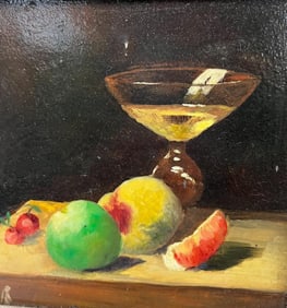 Miniature Oil on Board Martini Still Life Painting by Weir