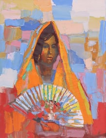 Nicola Simbari (Italian 20th Century) Oil on Canvas "Spanish Girl" Signed 1967