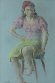William R Shulgold (American, 1897-1989) Pastel Drawing on Paper, Woman Seated