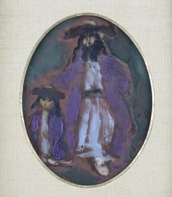 Expressionist Oil Painting of a Hasid and Son by Emmanuel Mané-Katz