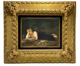 Dresden Hand Painted Plaque Penitent Magalene by L. Sturm After Correggio,c1900
