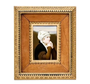 German Hand Painted Porcelain Plaque of a Woman