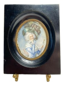 English Hand Painted Portrait Miniatures of Duchess, Artist Signed c1900