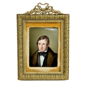 Meissen Germany Hand Painted Porcelain Portrait Plaque Framed circa 1760