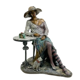 Isaac Maimon Gabrielles Cat Patinated & Cold Painted Bronze Sculpture Ltd Ed/150