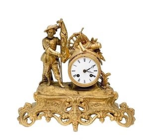 European Gilt Bronze and Metal Mantel Clock Figural Sailor late 19th cen