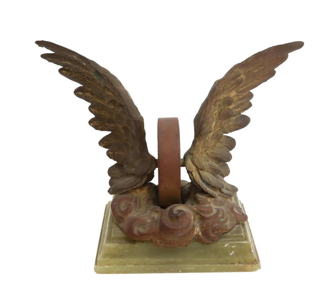 Italian Grandeur Heraldic Charge Winged Wheel Sculpture, 19th Century: Italian Grandeur Heraldic Charge Winged Wheel bronze sculpture, 19th Century. Associated with the Greed God, Hermes, this symbol is historically used by ancient Greeks and Romans representing transpor