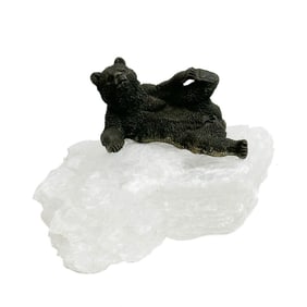 Russian Nikolai Lieberich Patinated Bronze Sculpture Bear on Rock Crystal Base