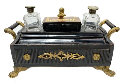 19th Century English Gilt Bronze Empire Style Standish