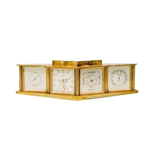 French Angelus Super Weather Station Four Face Brass Desk Clock