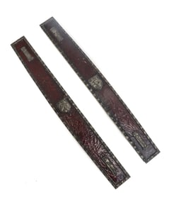 Pair Tiffany Studios New York Burgundy Red Blotter Ends in Heraldic #2039