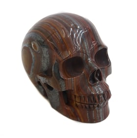Tiger's Eye Carved Skull Figurine