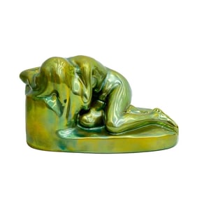 Zsolnay Hungary Eosin Repentance Nude Porcelain Figurine circa 1920