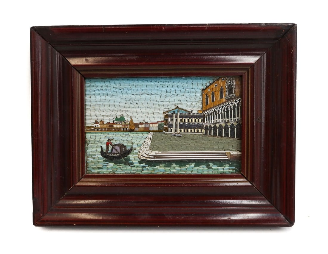 Italian Venetian Micromosaic Plaque Venice Canal Scene Framed circa 1920 (1 of 6)