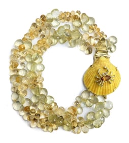 Julia J Boss 18k Yellow Gold Diamond White Sapphire Citrine 4 Strand Necklace