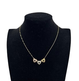 10k Yellow White and Rose Gold Rose Necklace