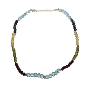 14k Yellow Gold Multi Gem Single Strand Necklace