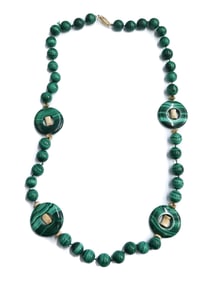 14k Yellow Gold Malachite Necklace