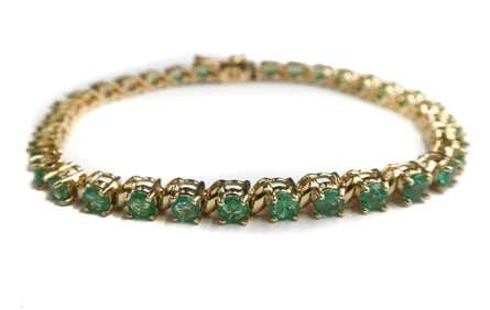 STS 14k Yellow Gold and Chrysoprase Tennis Bracelet
