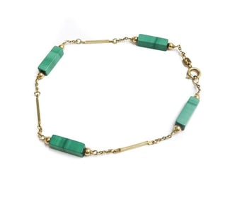 14k Yellow Gold and Malachite Bracelet
