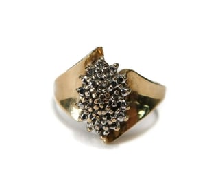 10k Yellow Gold and Diamond Cluster Ring, Size 6