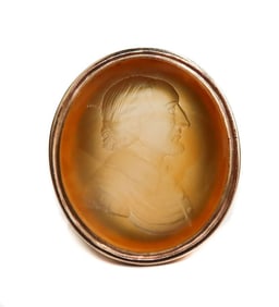 14k Yellow Gold Intaglio Carnelian Ring of William Shakespeare