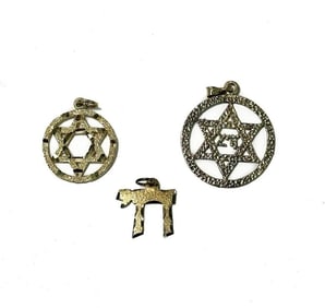3 Piece Judaica Pendents 14k Yellow Gold