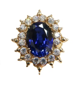 14k Synthetic Sapphire Pin Brooch