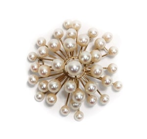 14k Yellow Gold Cultured Pearl Pin Pendant Brooch