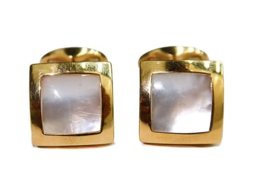 Asprey 18k Yellow Gold Mother of Pearl Cufflinks