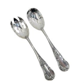 Pair Buccellati Italian Sterling Silver Salad Serving Set in Quirinale Signed