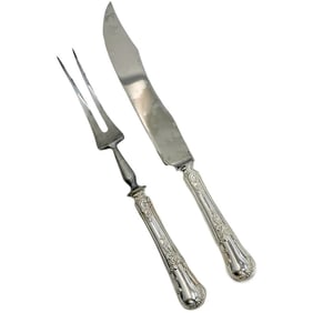 Pair Buccellati Italian Sterling Silver Carving Set in Quirinale Signed