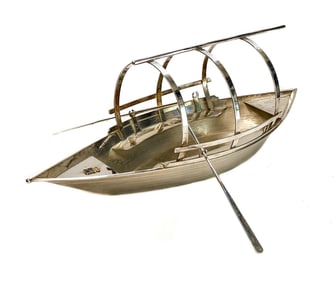 Frattini Italian Sterling Silver Gondola Wine Caddy