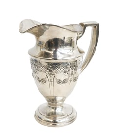 ACSME Sterling Silver Engraved Water Pitcher circa 1900 Swagged Florals