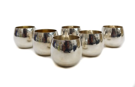 6 Tiffany & Co. Makers Sterling Silver Liquor Cups #24005