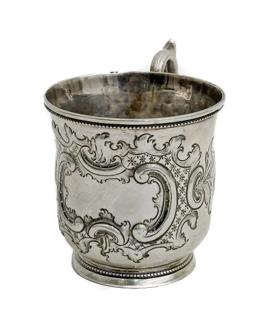 William Tenney New York American Coin Silver Repousse Cup Mug circa 1830 (1 of 7)