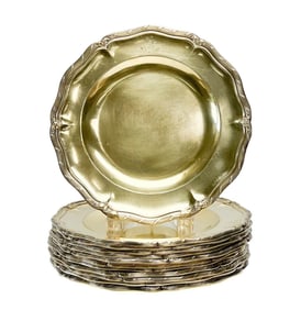 12 Maison Odiot French Gilt 950 Silver Dessert Plates