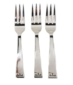 3 Allan Adler Sterling Silver Hand Hammered Forks in Chinese Key