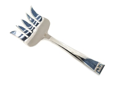 Allan Adler Sterling Silver  Hand Hammered Sardine Fork in Chinese Key Mid C