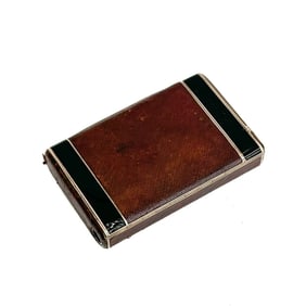 Carl Hiess Vienna Austria Gilt Silver Leather Bound and Enamel Cigarette Case